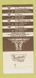 Matchbook Cover - Golden Ox Steaks Kansas City Denver Colfax NAShville 30 Strike