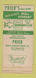Matchbook Cover - Prier Brass Manufacturing Kansas City MO WEAR 30 Strike