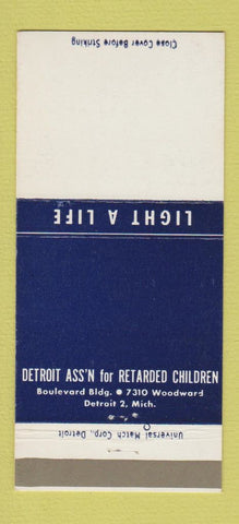 Matchbook Cover - Detroit Association for Retarded Children MI 30 Strike