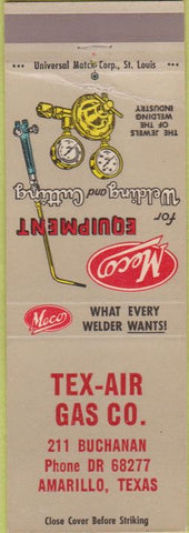Matchbook Cover - Tex Air Gas Co Amarillo TX crease