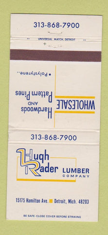 Matchbook Cover - Hugh Rader Lumber Detroit MI WEAR 30 Strike