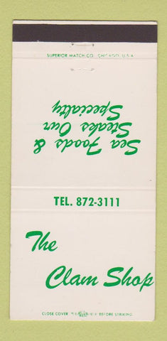Matchbook Cover - The Clam Shop Restaurant Detroit MI 30 Strike