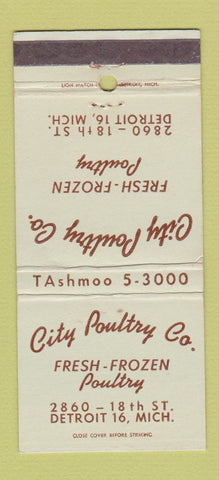 Matchbook Cover - City Poultry Frozen Detroit MI 30 Strike