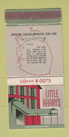 Matchbook Cover - Little Harry's Detroit MI WEAR 30 Strike