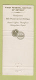 Matchbook Cover - 1st Federal Savings Detroit MI 30 Strike