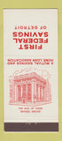 Matchbook Cover - First Federal Savings Detroit MI 30 Stick