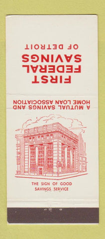 Matchbook Cover - First Federal Savings Detroit MI 30 Stick