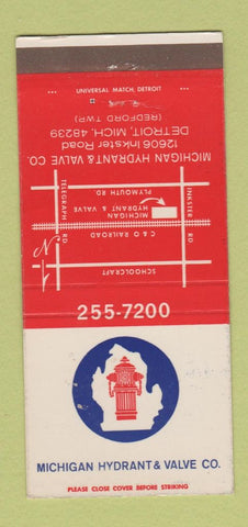 Matchbook Cover - Michigan Hydrant Valve Detroit MI WEAR 30 Strike
