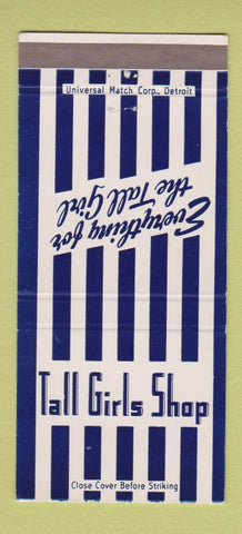 Matchbook Cover - Tall Girls Shop clothes Detroit Chicago Cleveland 30 Strike