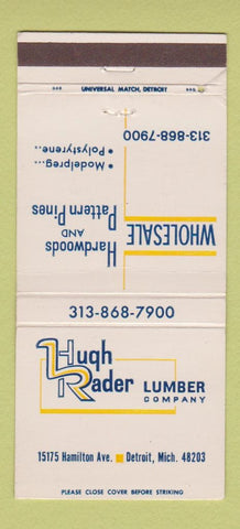Matchbook Cover - Hugh Rader Lumber Detroit MI  30 Strike