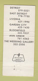 Matchbook Cover - Roma Halls Detroit Livonia Ann Arbor MI IMPRINT 1983 30 Strike