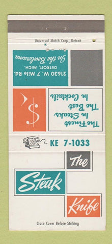 Matchbook Cover - The Steak Knife Restaurant Detroit MI 30 Strike