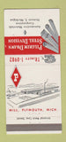 Matchbook Cover Pilgrim Drawn Steel Plymouth Detroit MI auto materials 30 Strike