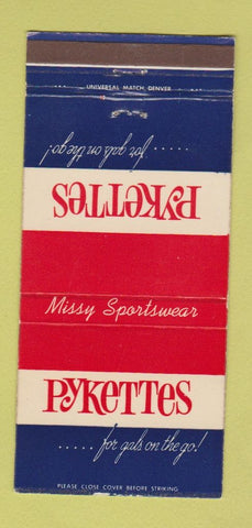 Matchbook Cover - Pykettes Women's Clothes Pyke Salt Lake City UT 30 Strike