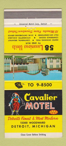 Matchbook Cover - Cavalier Motel Detroit MI 30 Strike