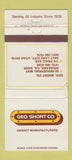 Matchbook Cover - Geo Short Gaskets Salt Lake City UT Brisbane CA WEAR 30 Strike