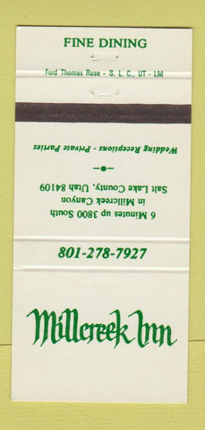 Matchbook Cover - Millcreek Inn Salt Lake County UT Millcreek Canyon 30 Strike