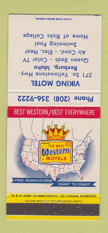 Matchbook Cover - Viking Inn Rexburg ID Best Western 30 Strike