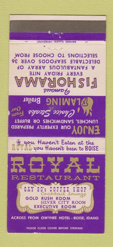 Matchbook Cover - Royal Restaurant Boise ID #2 30 Strike