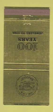 Matchbook Cover - Josephs Jewelry Des Moines IA 30 Strike