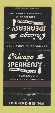Matchbook Cover - Chicago Speakeasy Restaurant Des Moines IA 30 Strike