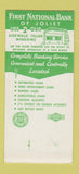 Matchbook Cover - First National Bank Joliet IL SAMPLE 30 Strike