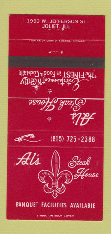 Matchbook Cover - Al's Steak House Joliet IL 30 Strike