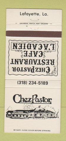 Matchbook Cover - Chez Pastor Restaurant Lafayette LA 30 Strike