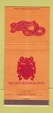 Matchbook Cover - Wood's Restaurants Salt Lake City Murray UT 30 Strike