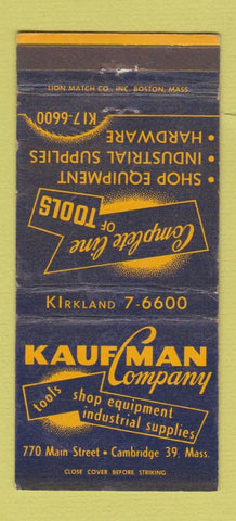 Matchbook Cover - Kaufman Company Tools Equipment Cambridge MA WEAR 30 Strike
