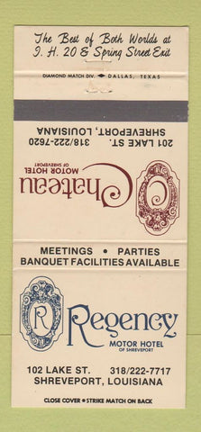 Matchbook Cover - Regency Motor Hotel Shreveport LA 30 Strike