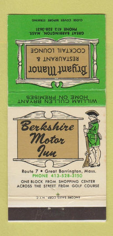 Matchbook Cover - Bryant Manor Restaurant Great Barrington MA 30 Strike