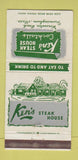 Matchbook Cover - Ken's Steak House Framingham MA WEAR 30 Strike