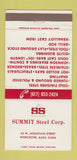 Matchbook Cover - Summit Steel Corp Worcester MA 30 Strike