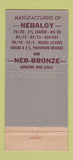 Matchbook Cover - New England Brass Taunton MA 30 Strike