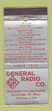 Matchbook Cover - General Radio Precision Test Cambridge MA WEAR 30 Strike