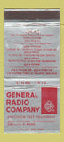 Matchbook Cover - General Radio Company West Concord MA 30 Strike