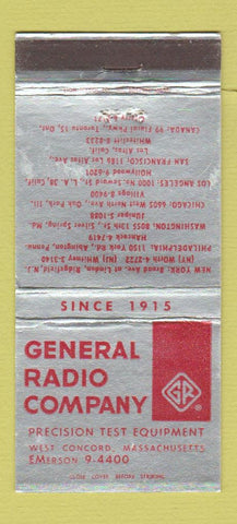 Matchbook Cover - General Radio Company West Concord MA 30 Strike