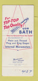 Matchbook Cover - John Bath Bath Taps Gages Worcester MA 30 Strike