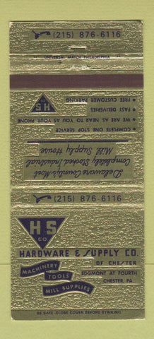 Matchbook Cover - Hardware and Supply Machinery Tools Chester PA 30 Strike