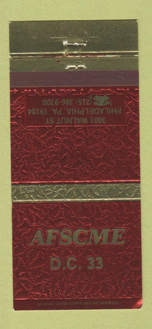 Matchbook Cover - AFSCME DC #33 Philadelphia PA 30 Strike