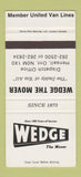 Matchbook Cover - Wedge The Mover Hensall ON SAMPLE 30 Strike