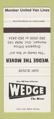 Matchbook Cover - Wedge The Mover Hensall ON SAMPLE 30 Strike