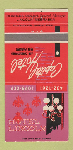 Matchbook Cover - Hotel Lincoln NE Capital Hotel 30 Strike