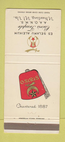 Matchbook Cover - Osiris Shrine Temple Wheeling WV 30 Strike