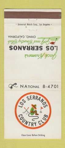 Matchbook Cover - Los Serranos Country Club Chino CA 30 Strike