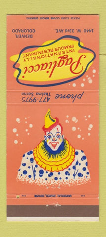 Matchbook Cover - Pagliacci Italian Restaurant Denver Colorado 30 Strike