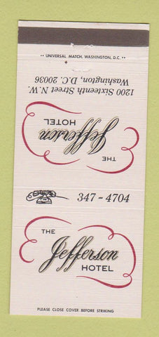 Matchbook Cover - Jefferson Hotel Washington DC 30 Strike