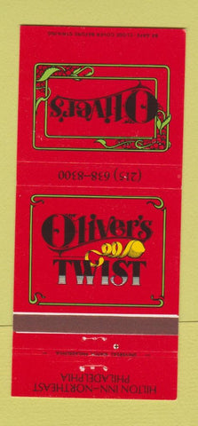 Matchbook Cover - Oliver's Hilton Inn Philadelphia PA 30 Strike