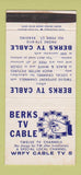 Matchbook Cover - Berks TV Cable Reading PA 30 Strike